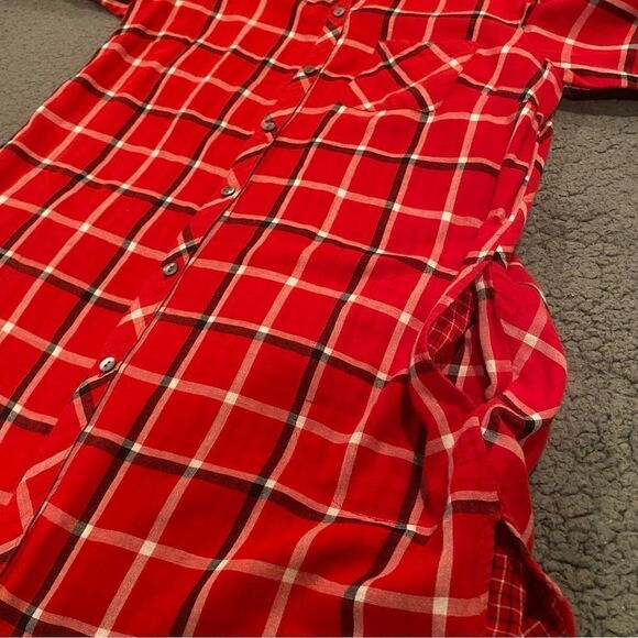 J Jill Red Plaid Oversized Shirt Size Small - Picture 8 of 12